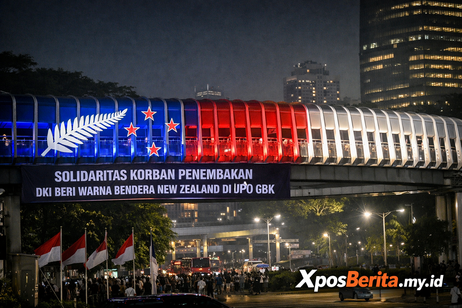 Solidaritas Korban Penembakan, DKI Beri Warna Bendera New Zealand di JPO GBK